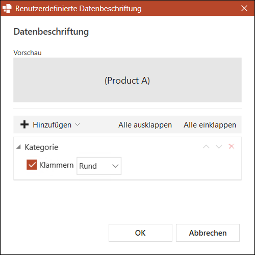 Einstellungen für das Kategorien-Element