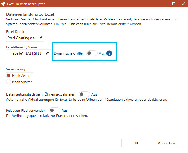 Dynamische Größe aktivieren