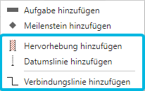 Optionen im Kontextmenü