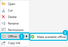 Option Offline and Button Make Available Offline