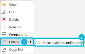 Option Offline and Button Make Available Online Only
