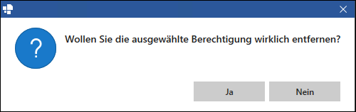 Dialogfenster für Entfernung der Berechtigung