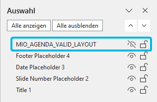 Elementliste – Agenda-Layout verbergen