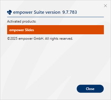 Dialog Box About empower