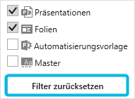 Button Filter zurücksetzen