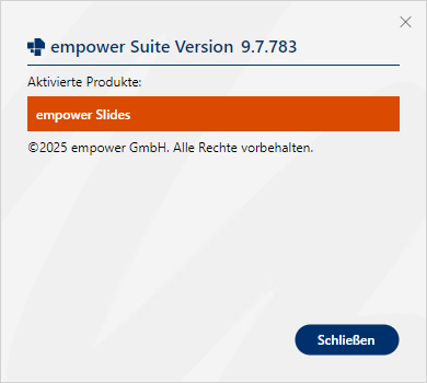 Dialogfenster Über empower