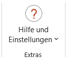 Button Hilfe und Einstellungen