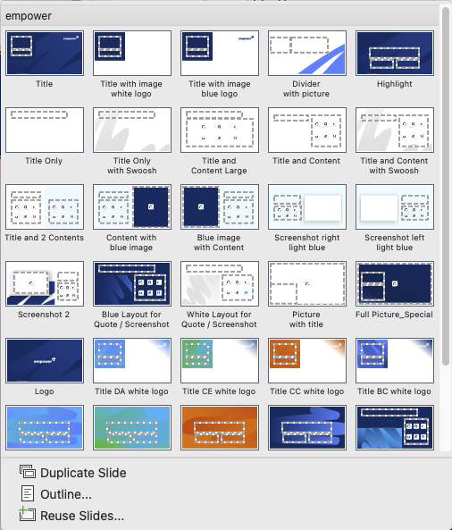 Slide Layout Selection