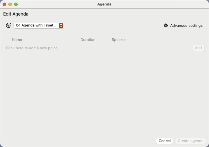 Agenda Editor