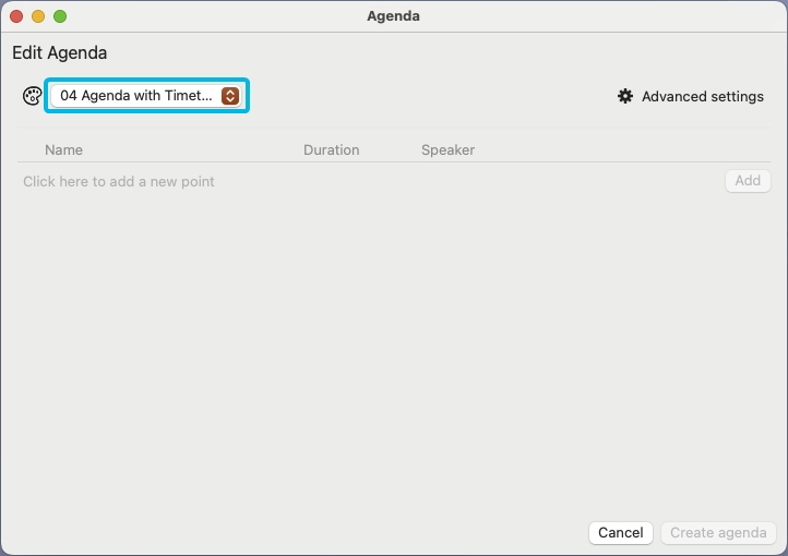 Template Drop-Down Menu