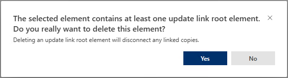 Dialog Box for Root Element Deletion