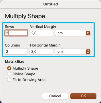 Window Settings for Multiplying Shapes