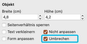 Checkbox Umbrechen