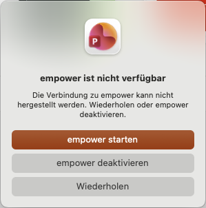Dialogfenster nach Schließen des Syncs