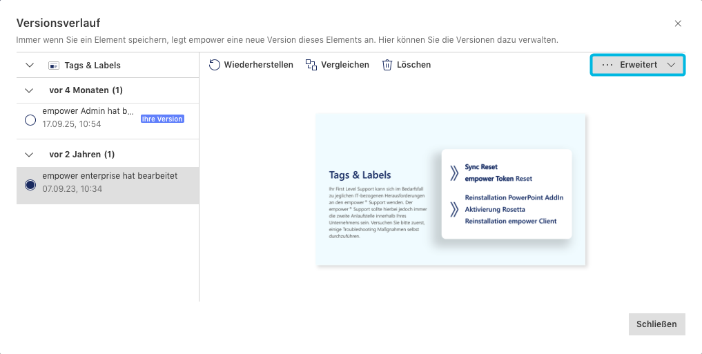Button Erweitert