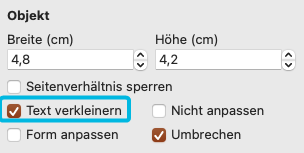 Button Text verkleinern