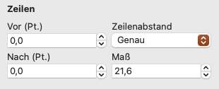 Bereich Zeilen