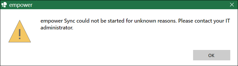 Error Message for Sync