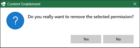Dialog Box for Permission Removal