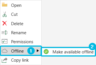 Option Offline and Button Make Available Offline