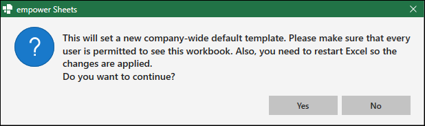 Dialog Box for New Company Default