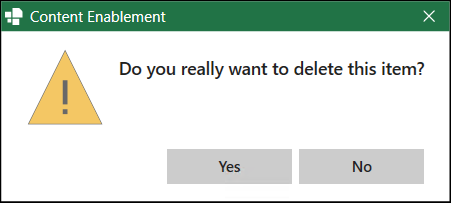 Dialog Box for Deletion