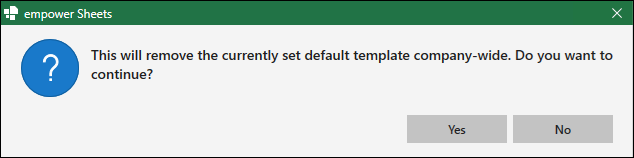 Dialog Box for Removal of Company Default