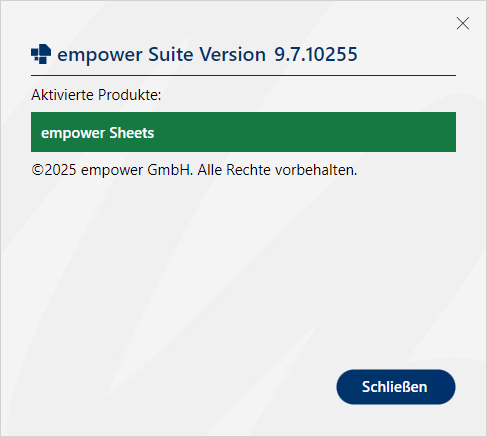 Dialogfenster Über empower