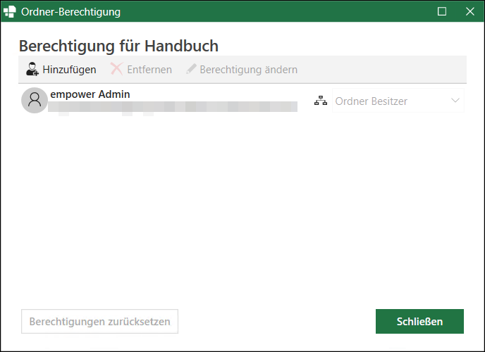 Fenster Ordner-Berechtigung