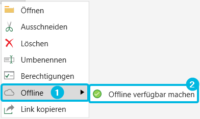 Option Offline und Button Offline verfügbar machen