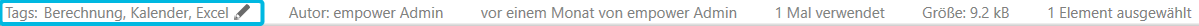 Metadaten-Info zu Tags