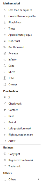 Available Symbols