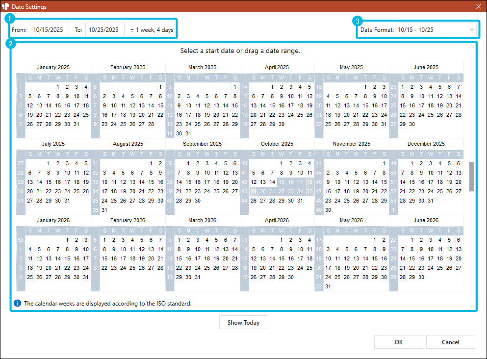 Date Settings for Tasks