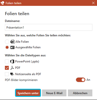 Button Speichern unter