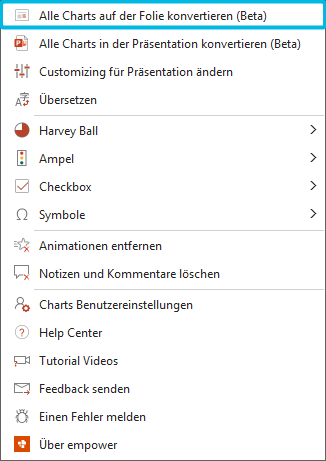 Option Alle Charts auf Folie konvertieren (Beta)