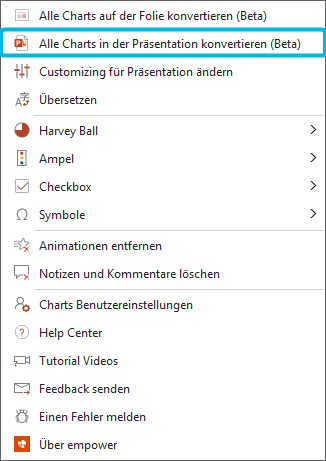 Option Alle Charts in Präsentation konvertieren (Beta)