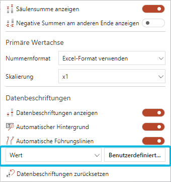 Beschriftungsformat definieren