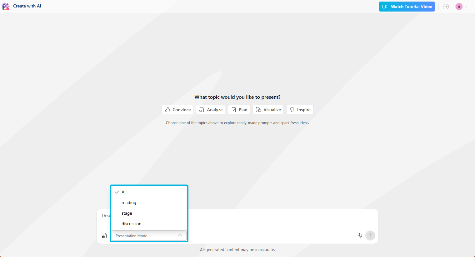 Choose Presentation Mode