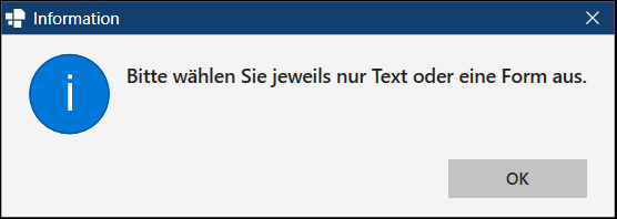 Dialogfenster Information in Word
