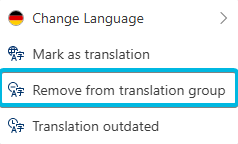 Option Remove from translation group