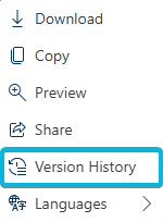 Option Version History in Element Context Menu