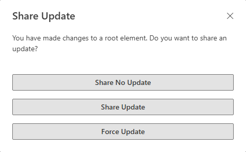 Dialog Box on Updating Root Element