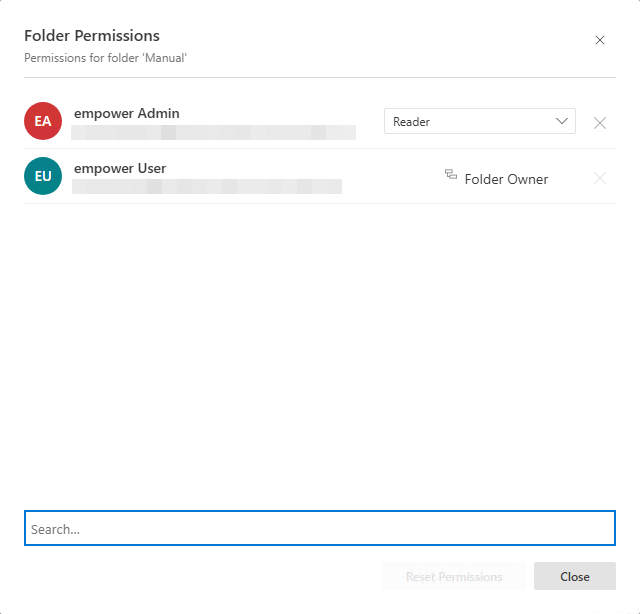 Dialog Box Folder Permissions
