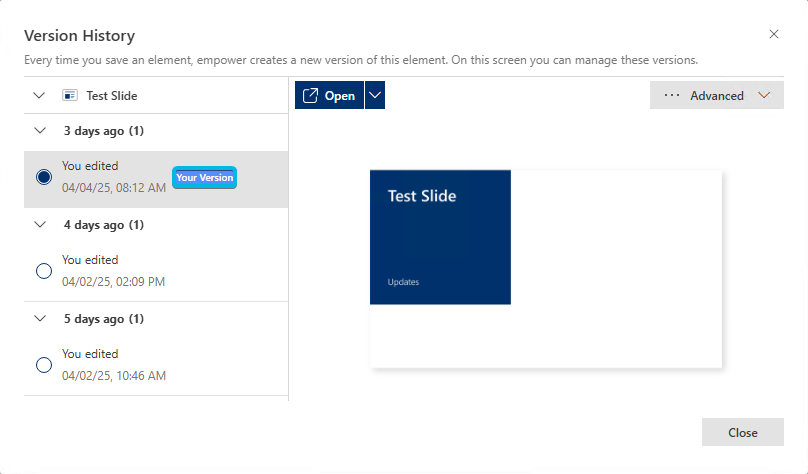Highlight for Current Version