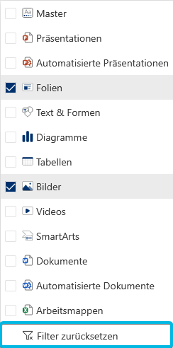 Button Filter zurücksetzen