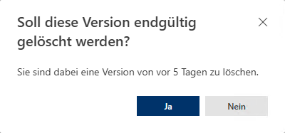 Dialogfenster für Löschvorgang
