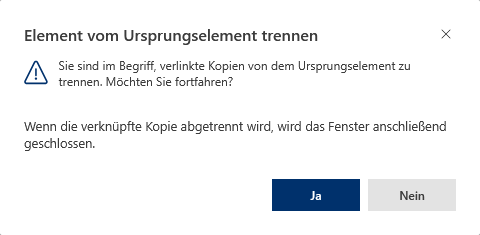 Dialogfenster beim Trennen