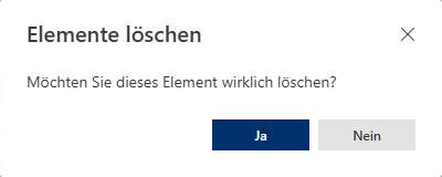 Dialogfenster beim Löschen einer verlinkten Kopie.