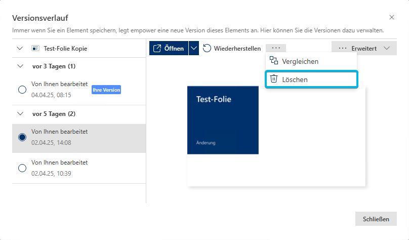Button Löschen