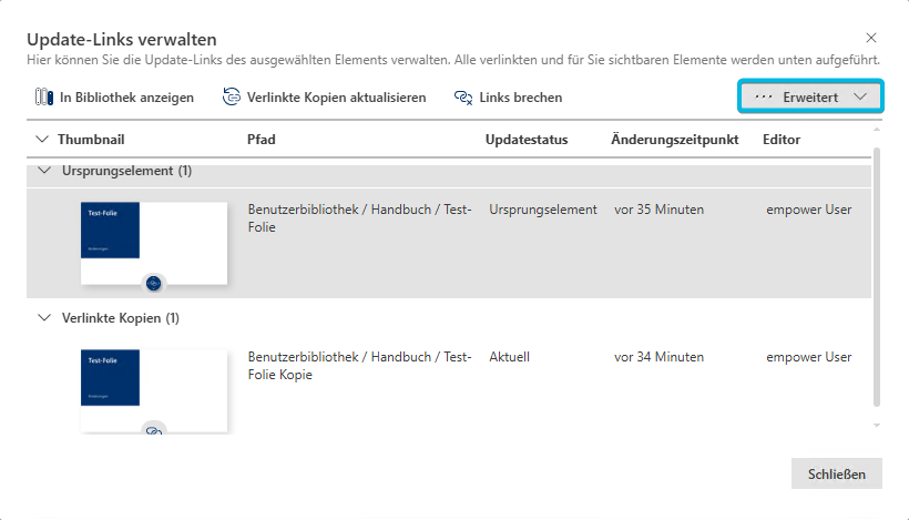 Button Erweitert